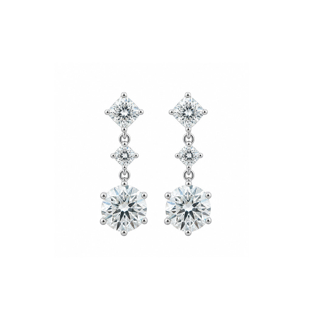 14K Gold Mixed Cut Three-Tier Lab-Grown Diamond Drop Earrings