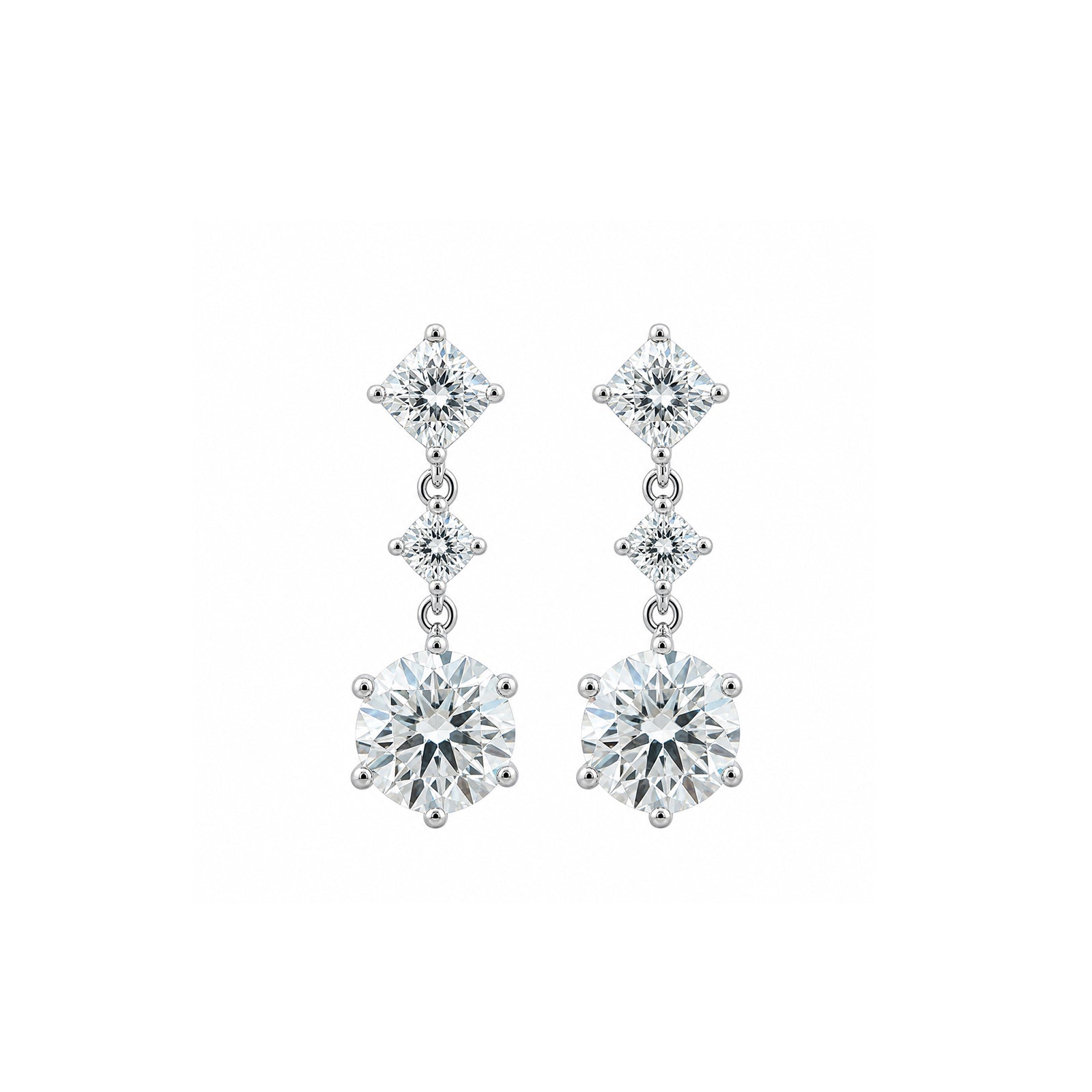 14K Gold Mixed Cut Three-Tier Lab-Grown Diamond Drop Earrings