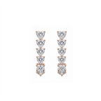 14K Gold Asymmetric 5-Heart Drop & Pav¨¦ Huggie Lab-Grown Diamond Earrings