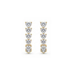 14K Gold Asymmetric 5-Heart Drop & Pav¨¦ Huggie Lab-Grown Diamond Earrings