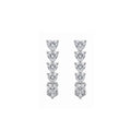 14K Gold Asymmetric 5-Heart Drop & Pav¨¦ Huggie Lab-Grown Diamond Earrings