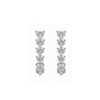 14K Gold Asymmetric 5-Heart Drop & Pav¨¦ Huggie Lab-Grown Diamond Earrings