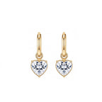 14K Gold Heart-Shaped Lab-Grown Diamond Huggie Drop Earrings