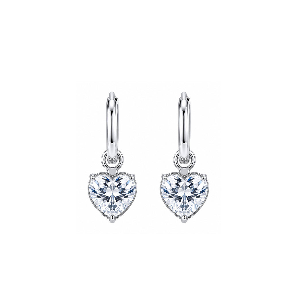 14K Gold Heart-Shaped Lab-Grown Diamond Huggie Drop Earrings