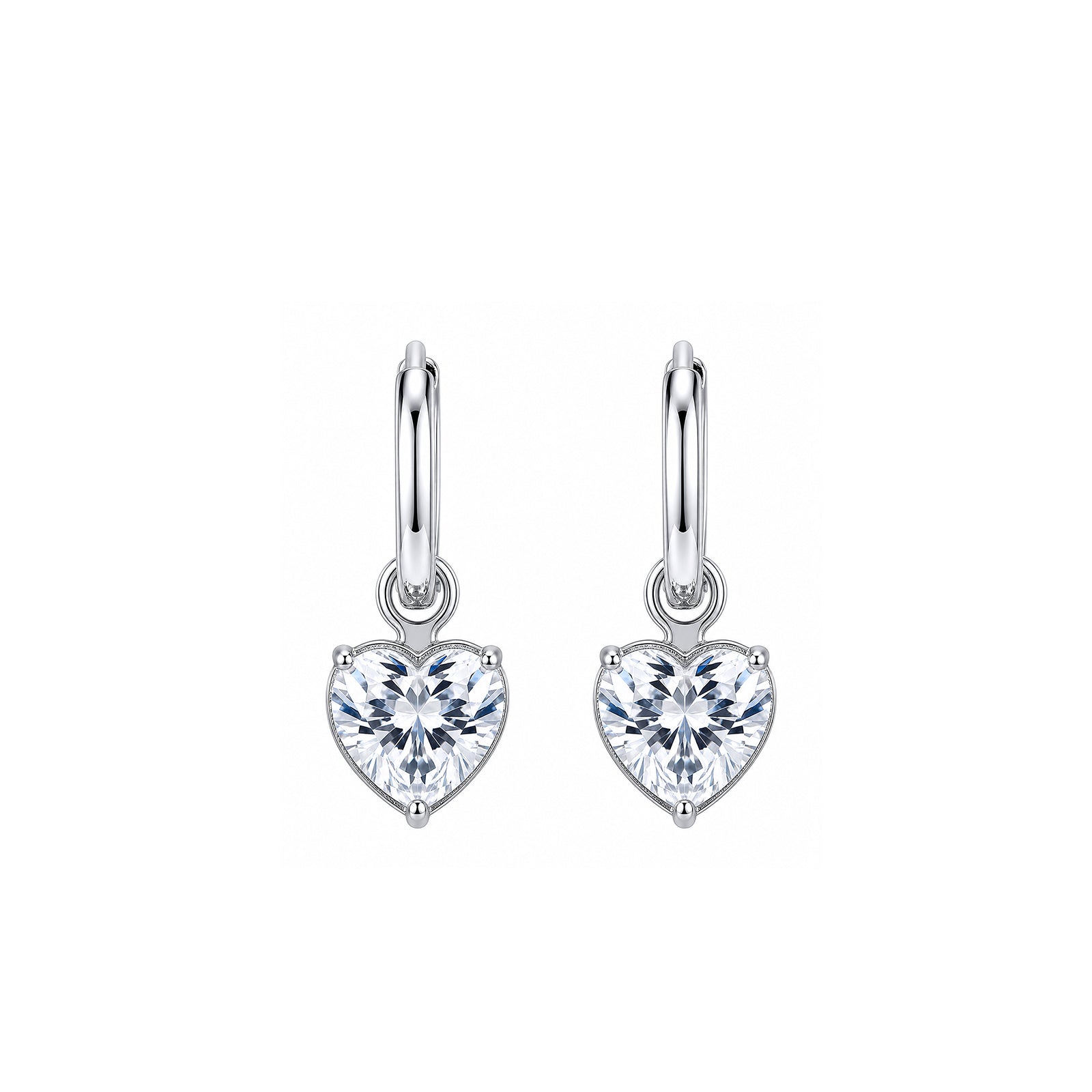 14K Gold Heart-Shaped Lab-Grown Diamond Huggie Drop Earrings
