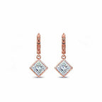 14K Gold Princess-Cut Lab-Grown Diamond Huggie Drop Earrings