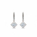 14K Gold Princess-Cut Lab-Grown Diamond Huggie Drop Earrings