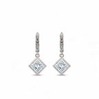 14K Gold Princess-Cut Lab-Grown Diamond Huggie Drop Earrings