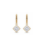 14K Gold Princess-Cut Lab-Grown Diamond Huggie Drop Earrings