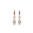 14K Gold Marquise-Cut Bezel-Set Lab-Grown Diamond Huggie Drop Earrings