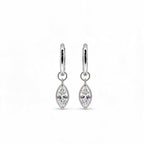14K Gold Marquise-Cut Bezel-Set Lab-Grown Diamond Huggie Drop Earrings