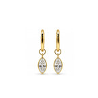 14K Gold Marquise-Cut Bezel-Set Lab-Grown Diamond Huggie Drop Earrings