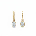 14K Gold Oval-Cut Lab-Grown Diamond Huggie Drop Earrings