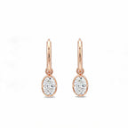 14K Gold Oval-Cut Lab-Grown Diamond Huggie Drop Earrings