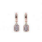 14K Gold Emerald-Cut Lab-Grown Diamond Open-Link Huggie Drop Earrings