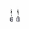 14K Gold Emerald-Cut Lab-Grown Diamond Open-Link Huggie Drop Earrings