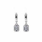 14K Gold Emerald-Cut Lab-Grown Diamond Open-Link Huggie Drop Earrings