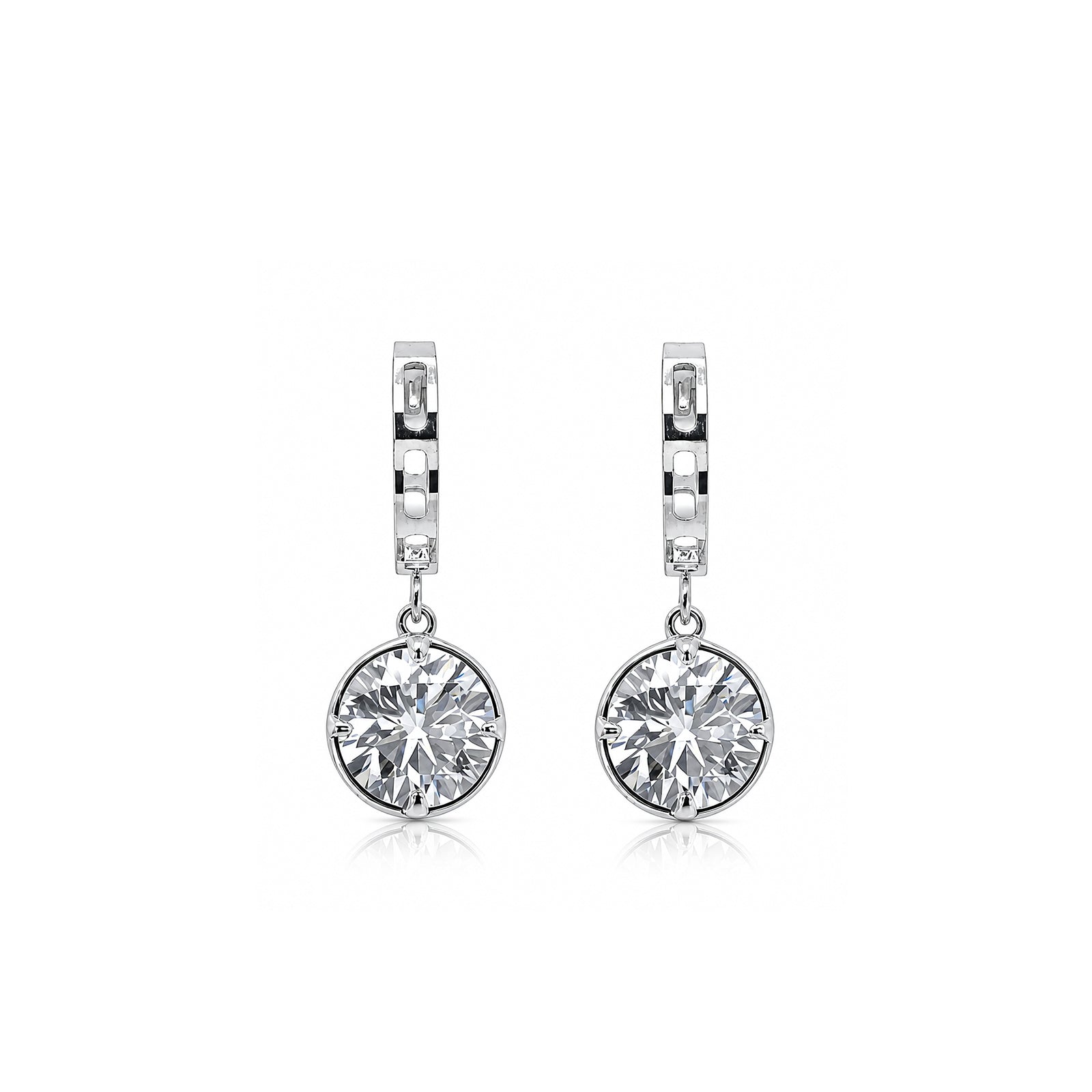 14K Gold Round Brilliant-Cut Lab-Grown Diamond Diamond-Cut Huggie Drop Earrings
