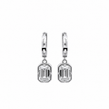 14K Gold Rectangle Emerald Cut Dangle Hoops