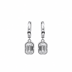 14K Gold Rectangle Emerald Cut Dangle Hoops