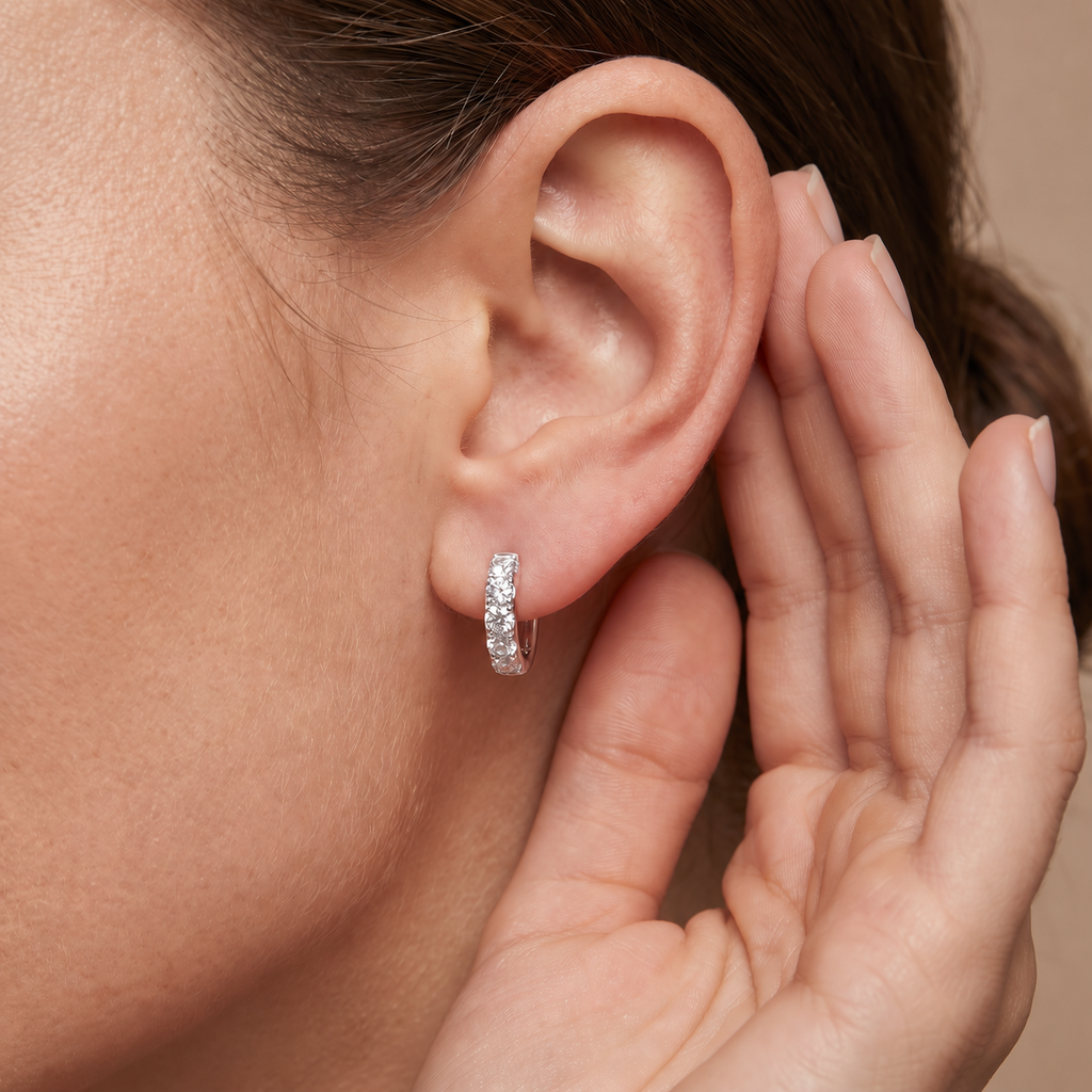 14K Gold Lab-Grown Diamond Classic Huggie Hoop Earrings