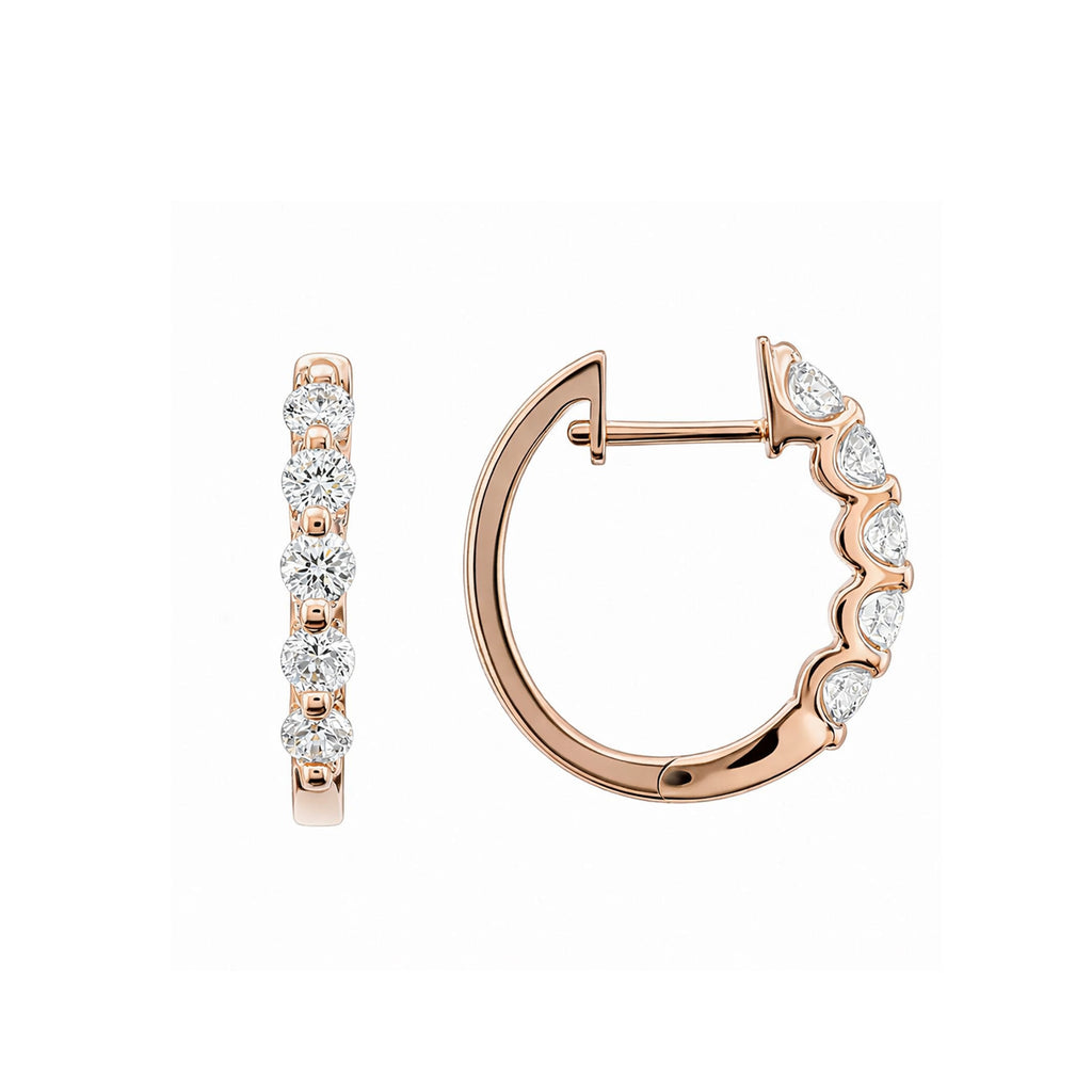 14K Gold Shared-Prong Lab-Grown Diamond Elegant Hoop Earrings