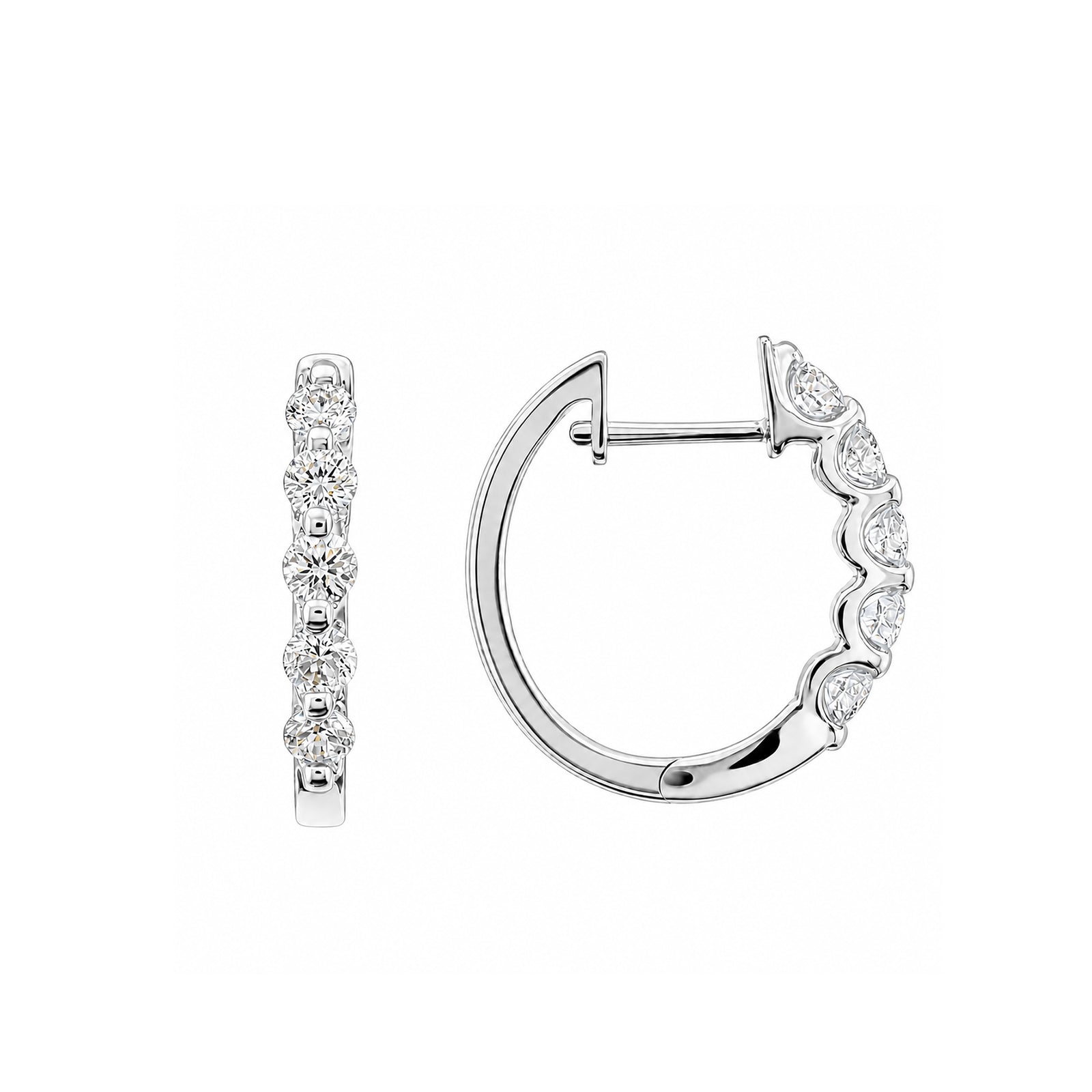 14K Gold Shared-Prong Lab-Grown Diamond Elegant Hoop Earrings