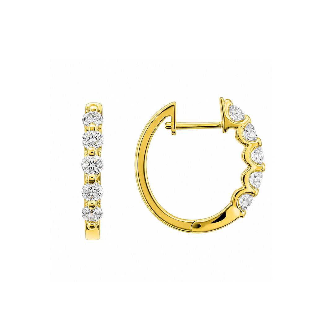 14K Gold Shared-Prong Lab-Grown Diamond Elegant Hoop Earrings