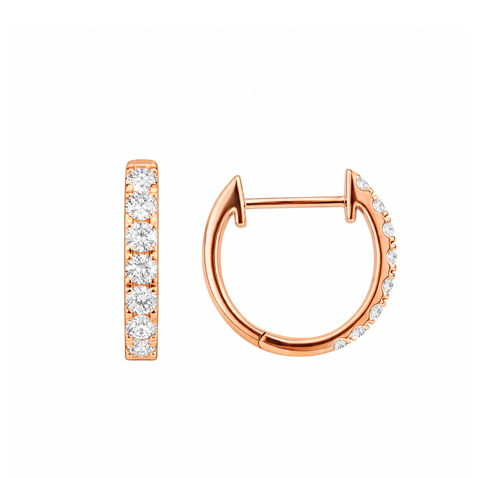 14K Gold French Pave-Set Lab-Grown Diamond Classic Hoop Earrings