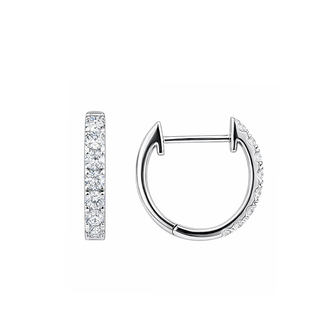 14K Gold French Pave-Set Lab-Grown Diamond Classic Hoop Earrings