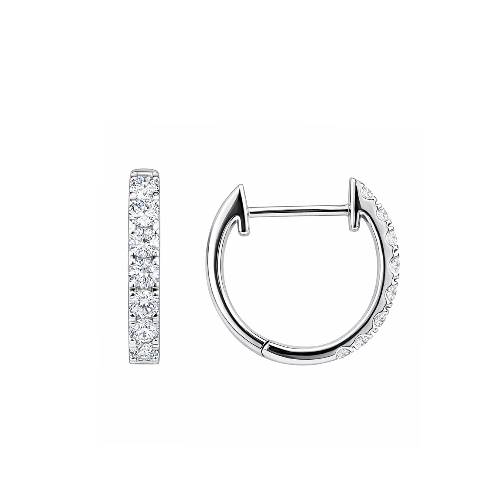 14K Gold French Pave-Set Lab-Grown Diamond Classic Hoop Earrings