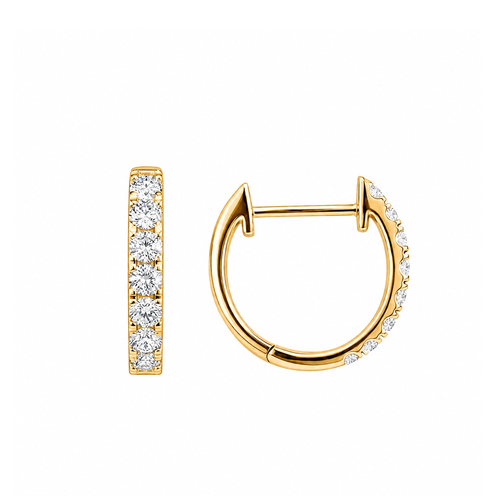 14K Gold French Pave-Set Lab-Grown Diamond Classic Hoop Earrings