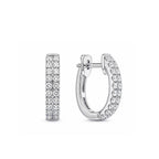 14K Gold Double-Row Pave Lab-Grown Diamond Classic Huggie Hoop Earrings