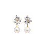 14K Gold Marquise & Pear-Cut Lab-Grown Diamond & Pearl Floral Drop Earrings