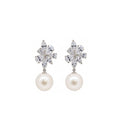 14K Gold Marquise & Pear-Cut Lab-Grown Diamond & Pearl Floral Drop Earrings