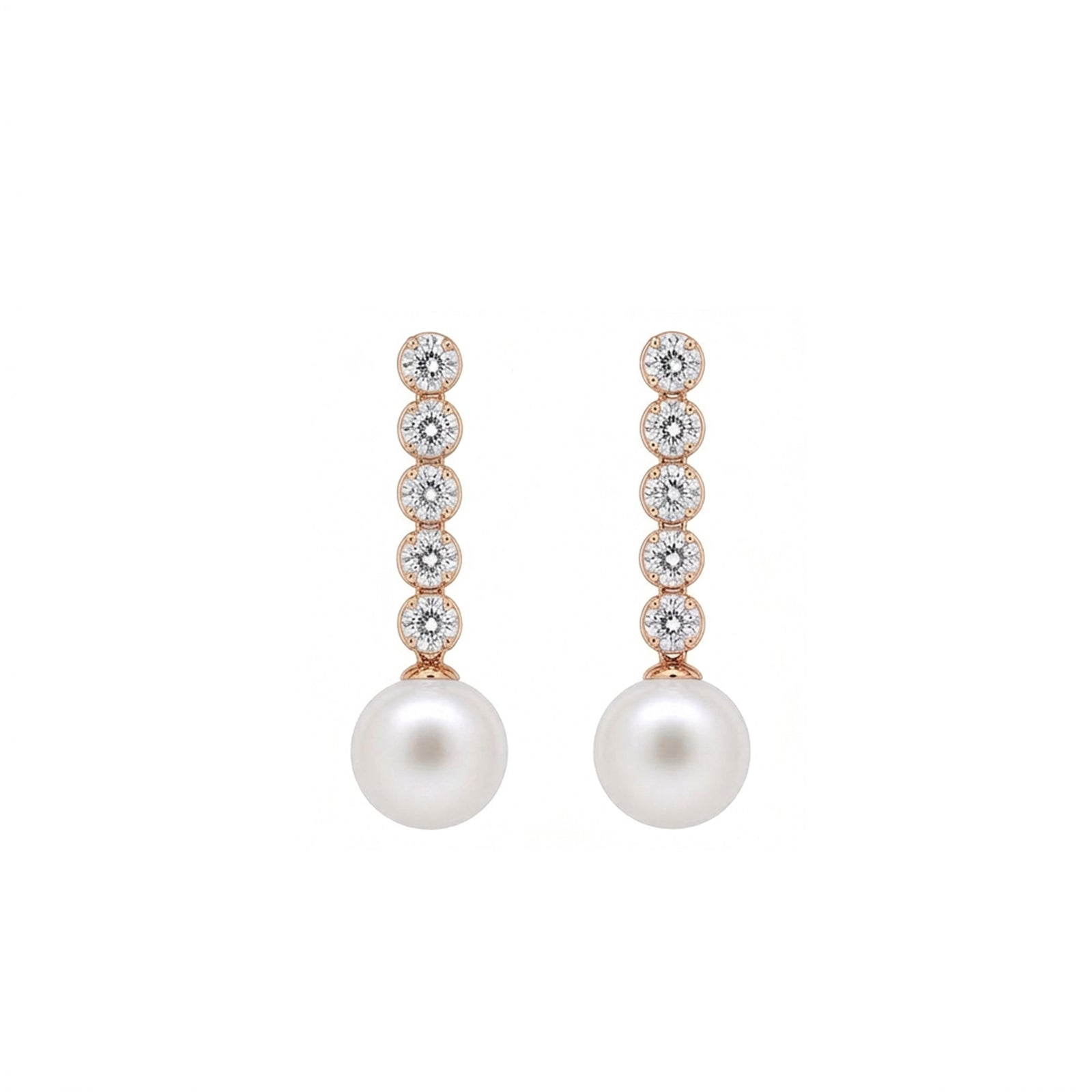 14K Gold Lab-Grown Diamond & Pearl Linear Drop Earrings