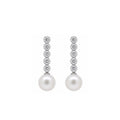 14K Gold Lab-Grown Diamond & Pearl Linear Drop Earrings