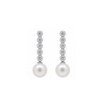 14K Gold Lab-Grown Diamond & Pearl Linear Drop Earrings