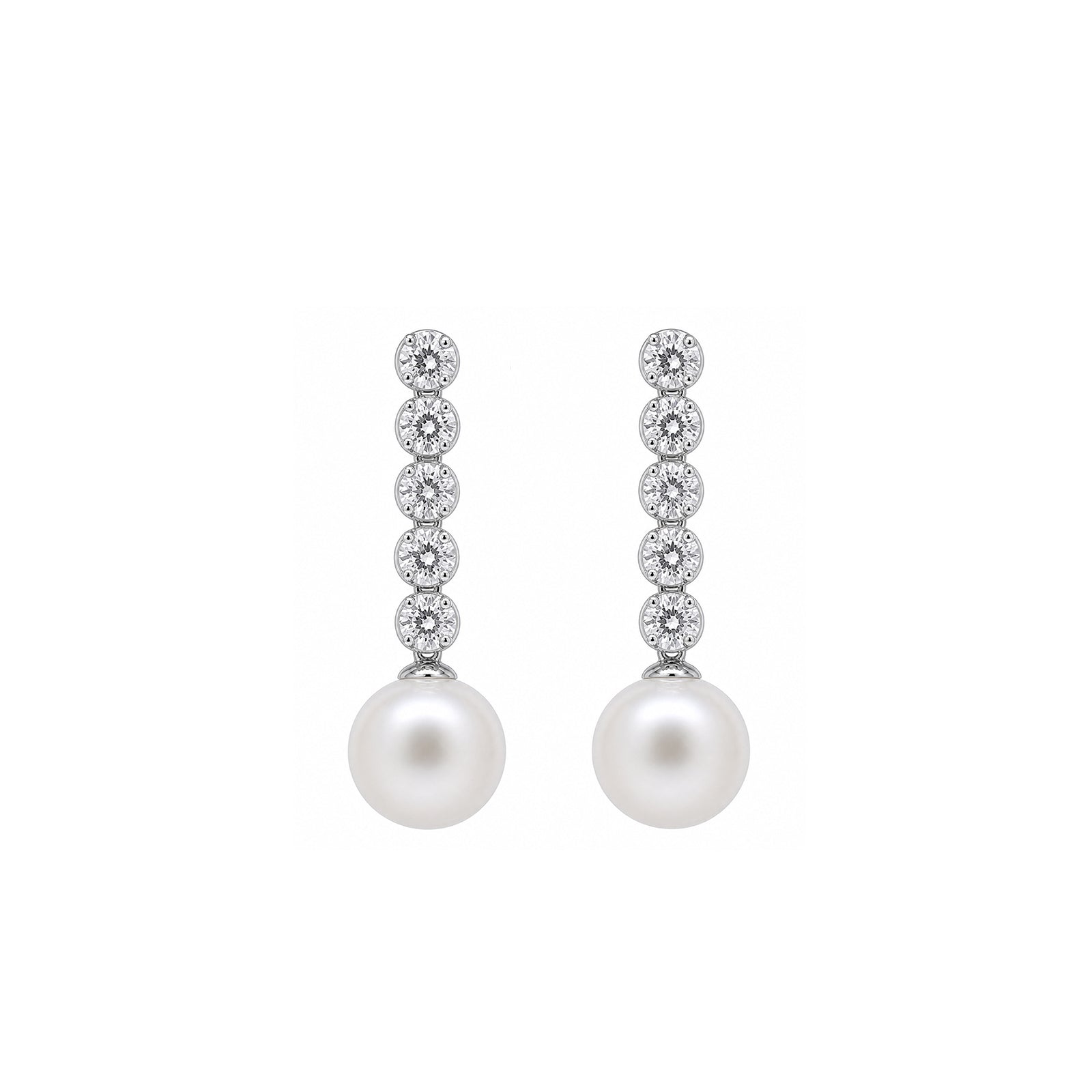 14K Gold Lab-Grown Diamond & Pearl Linear Drop Earrings