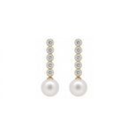 14K Gold Lab-Grown Diamond & Pearl Linear Drop Earrings