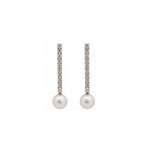 14K Gold Linear Pave Lab-Grown Diamond & Pearl Long Drop Earrings