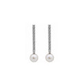 14K Gold Linear Pave Lab-Grown Diamond & Pearl Long Drop Earrings