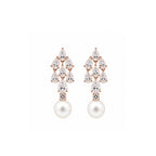 14K Gold Pear-Cut Lab-Grown Diamond & Pearl Cluster Drop Earrings