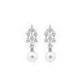 14K Gold Pear-Cut Lab-Grown Diamond & Pearl Cluster Drop Earrings
