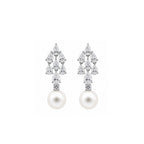14K Gold Pear-Cut Lab-Grown Diamond & Pearl Cluster Drop Earrings