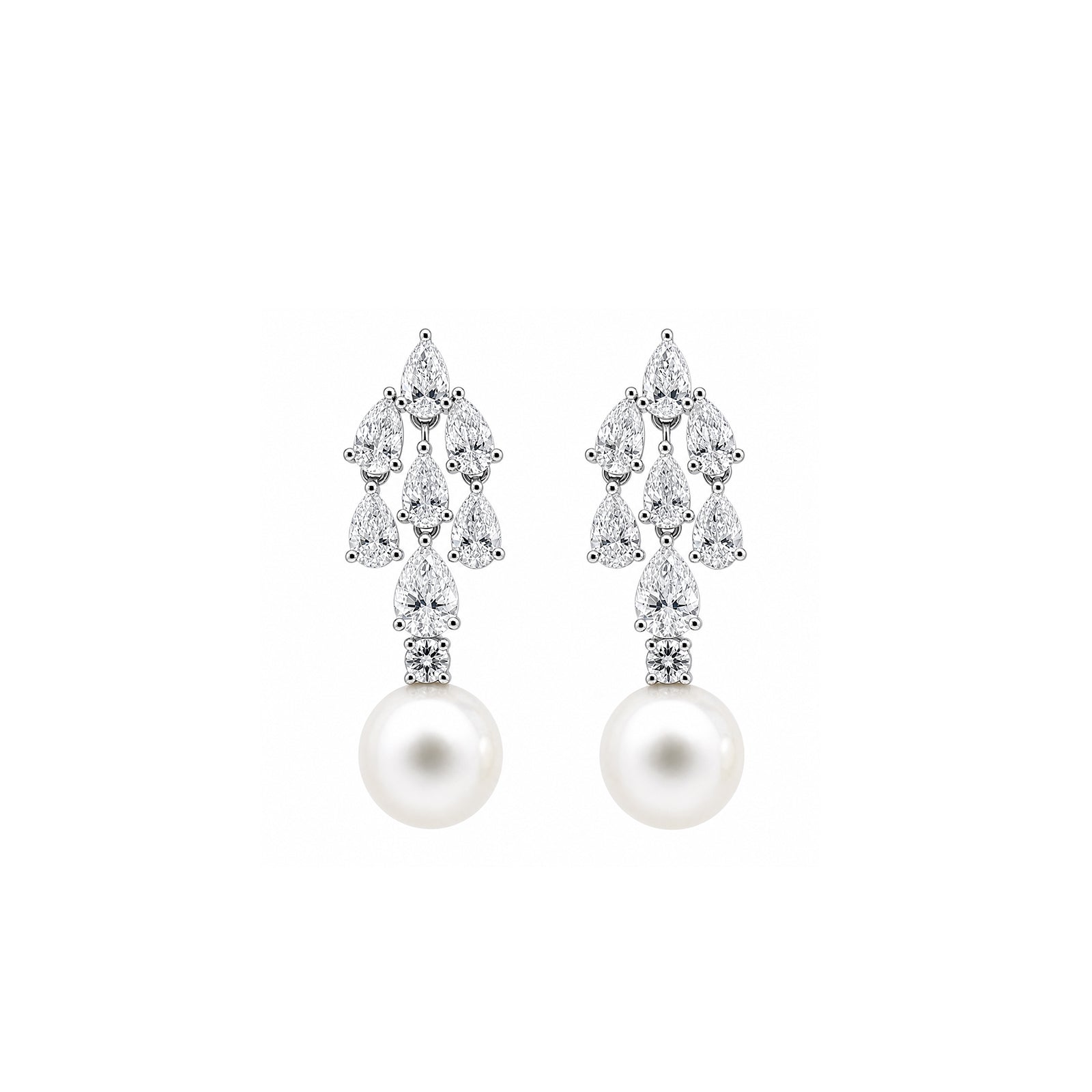 14K Gold Pear-Cut Lab-Grown Diamond & Pearl Cluster Drop Earrings