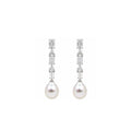 14K Gold Emerald & Pear-Cut Lab-Grown Diamond with Drop Pearl Art Deco Earrings