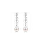 14K Gold Emerald & Pear-Cut Lab-Grown Diamond with Drop Pearl Art Deco Earrings