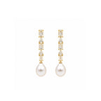 14K Gold Emerald & Pear-Cut Lab-Grown Diamond with Drop Pearl Art Deco Earrings