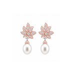 14K Gold Lab-Grown Diamond & Pearl Blooming Floral Drop Earrings